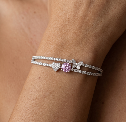 Bracelet à breloques en acier inoxydable argenté