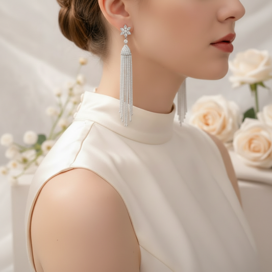 Boucles d'oreilles à pompons en acier inoxydable argenté