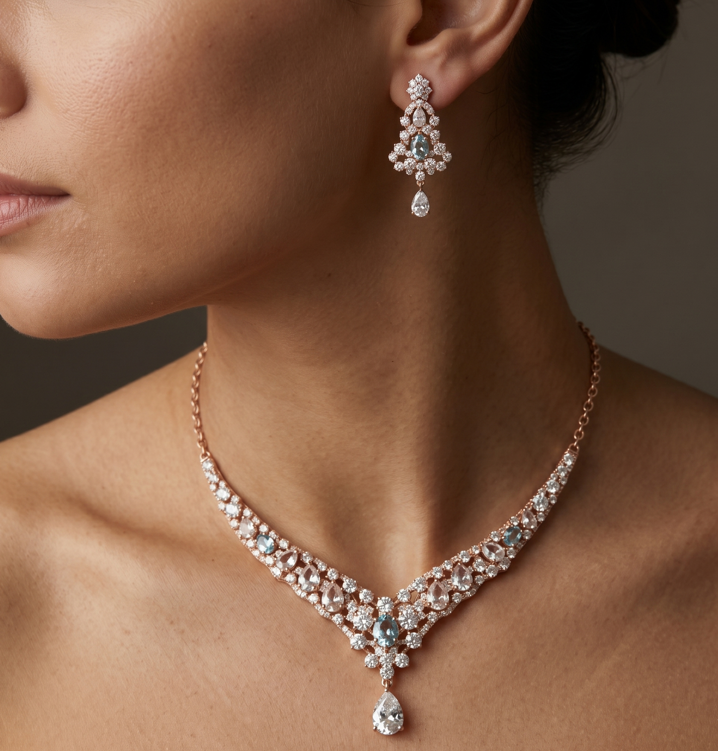 Ensemble de bijoux en acier inoxydable doré rose