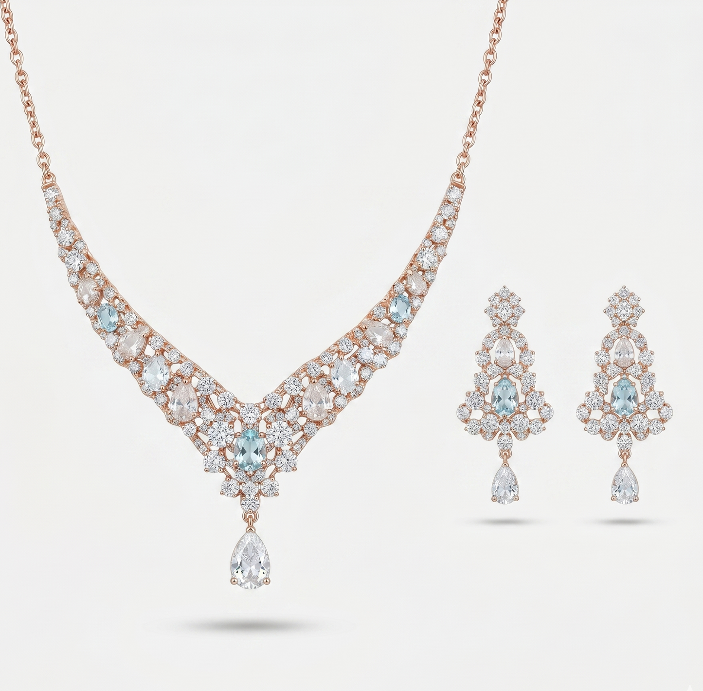 Ensemble de bijoux en acier inoxydable doré rose