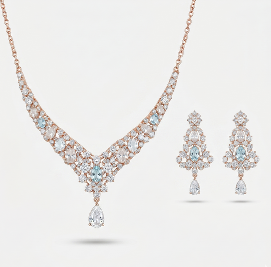 Ensemble de bijoux en acier inoxydable doré rose